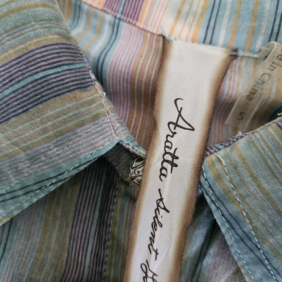 NEW Aratta Multicolor Shirt Size S Stripes Bohemian Leightweight Whimsigoth - Picture 8 of 14